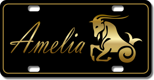 Capricorn Background Plate Custom Printed With Your Text, Choose Your Plate Size, Enter Your Text - Free Shipping 