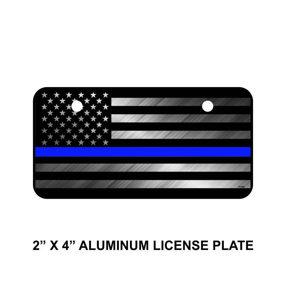Blue Line Subdued American Flag License Plate