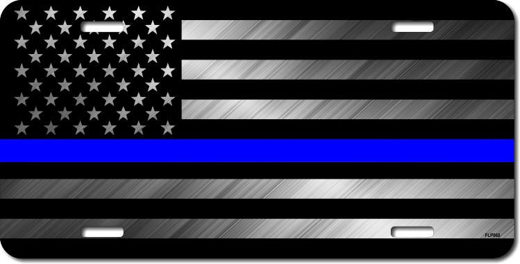 Blue Line Subdued American Flag License Plate