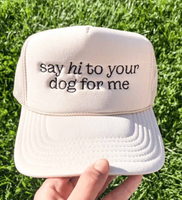 Say Hi To Your Dog For Me Embroidered Trucker Hat
