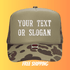 Your Text or Phrase Custom Camo Embroidered Trucker Hat / Cap - Made to order. Choose your font, text and cap color