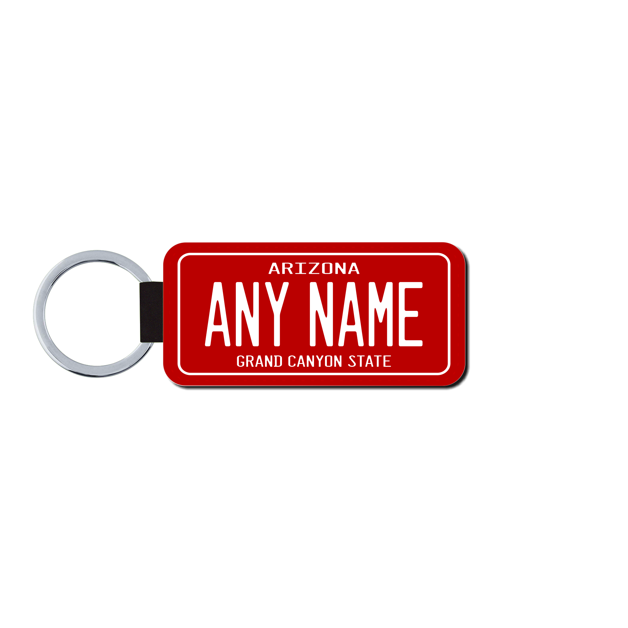 Personalized Arizona 1.5" X 3" Faux Leather License Plate Key Ring Version 2