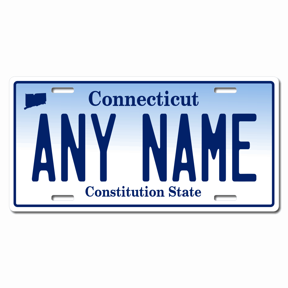 Connecticut License Plate Custom Printed With Your Text, Choose Your Plate Size, Enter Your Text - Free Shipping Version 1