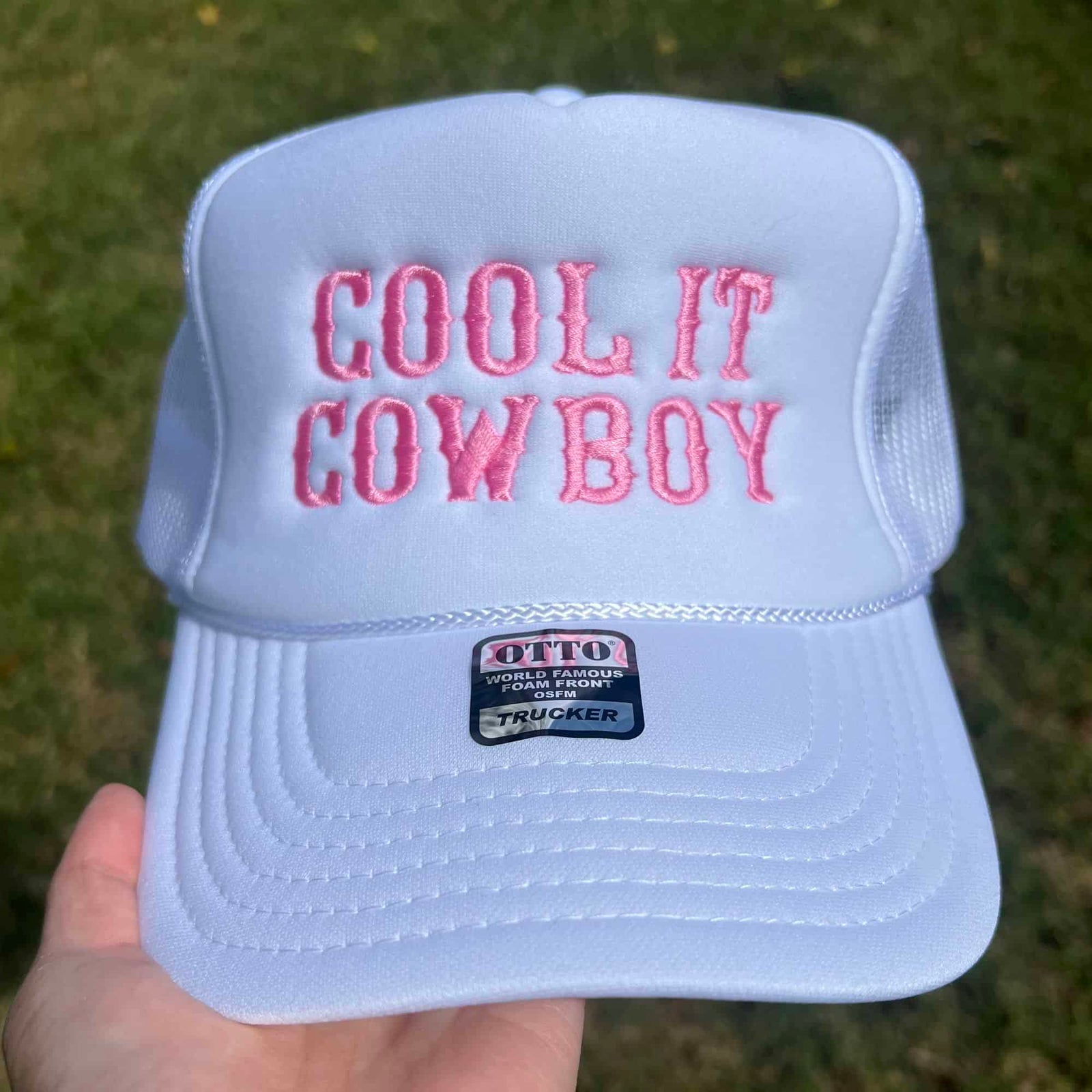 Cool It Cowboy Embroidered Retro Trucker Hat - Choose Your Hat Color , Embroidery Color - Free Shipping