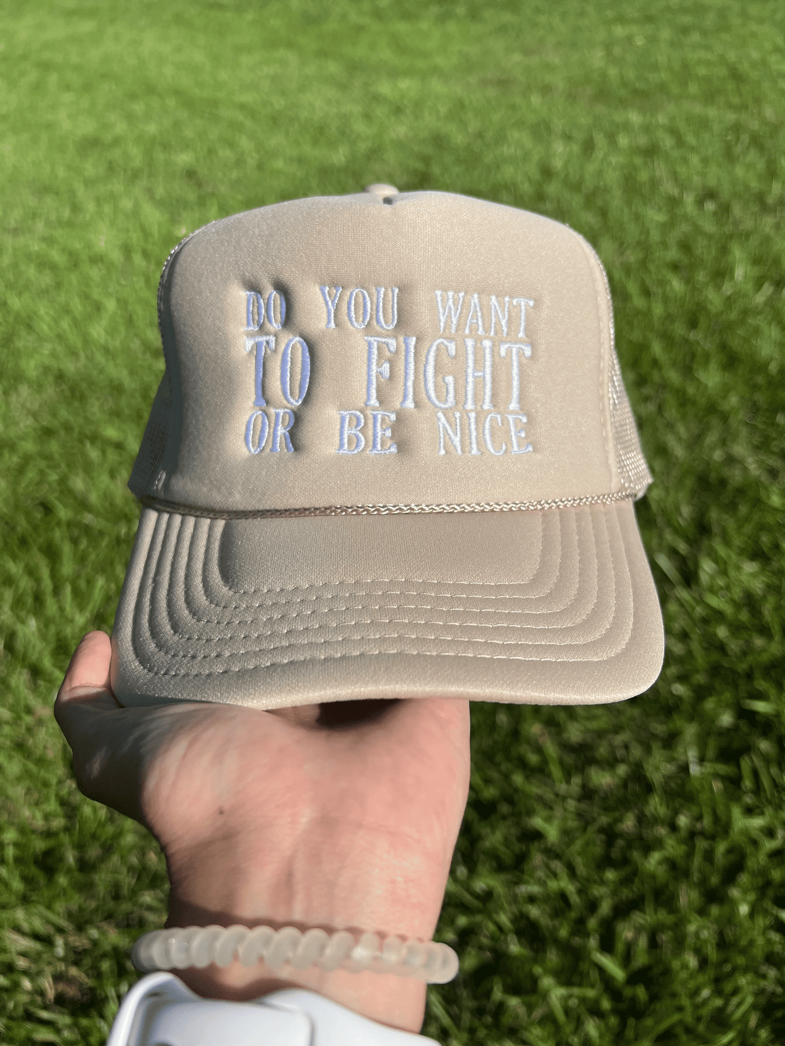 Do you want to Fight or be nice Embroidered Trucker Hat