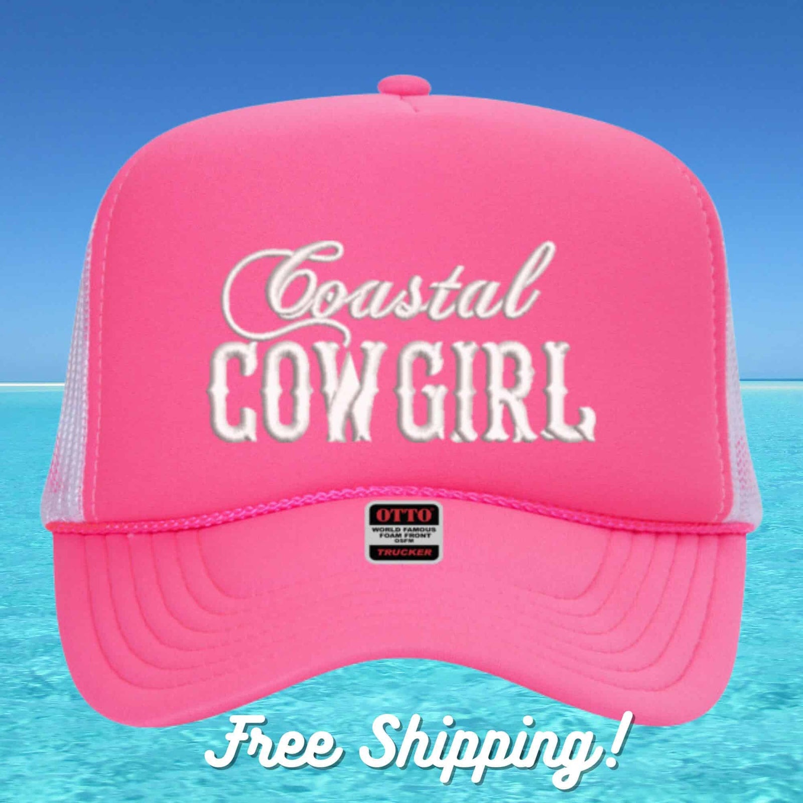 Coastal Cowgirl Embroidered Trucker Hat