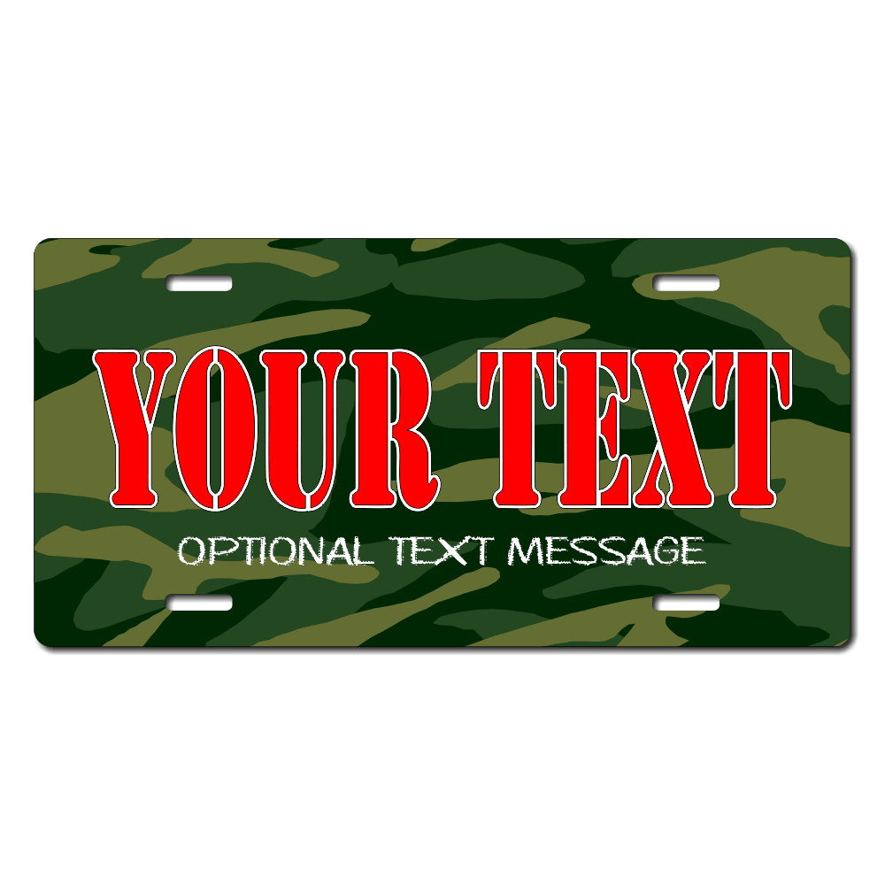 Camouflage Background Plate Custom Printed With Your Text, Choose Your Plate Size, Enter Your Text - Free Shipping