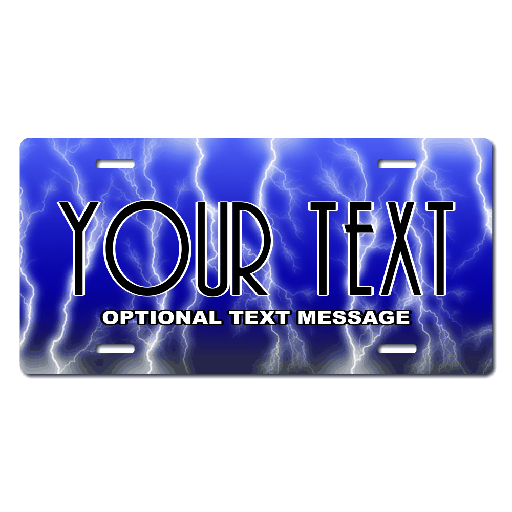 Blue Lightening Background Plate Custom Printed With Your Text, Choose Your Plate Size, Enter Your Text - Free Shipping
