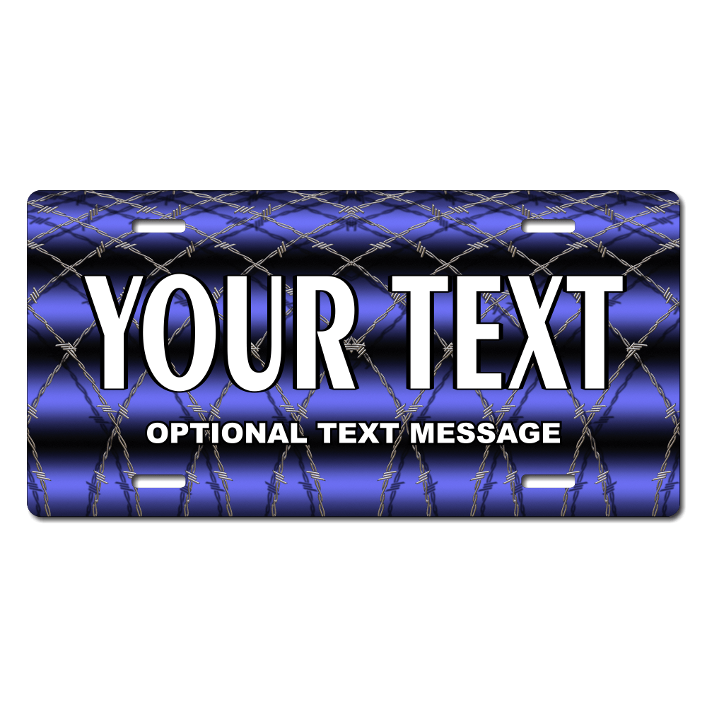 Barbed Wire Background Plate Custom Printed With Your Text, Choose Your Plate Size, Enter Your Text - Free Shipping