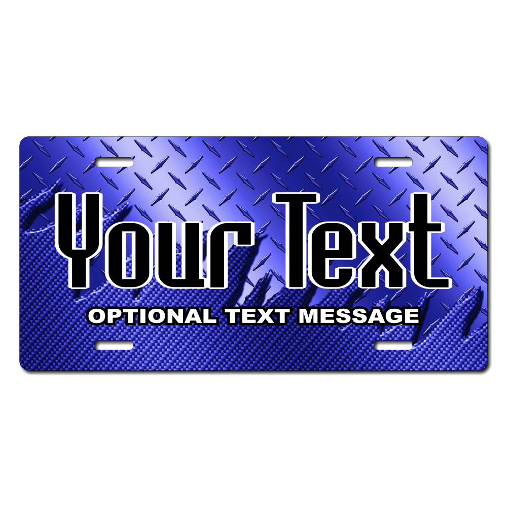 Blue Metal Plate Background Plate Custom Printed With Your Text, Choose Your Plate Size, Enter Your Text - Free Shipping 