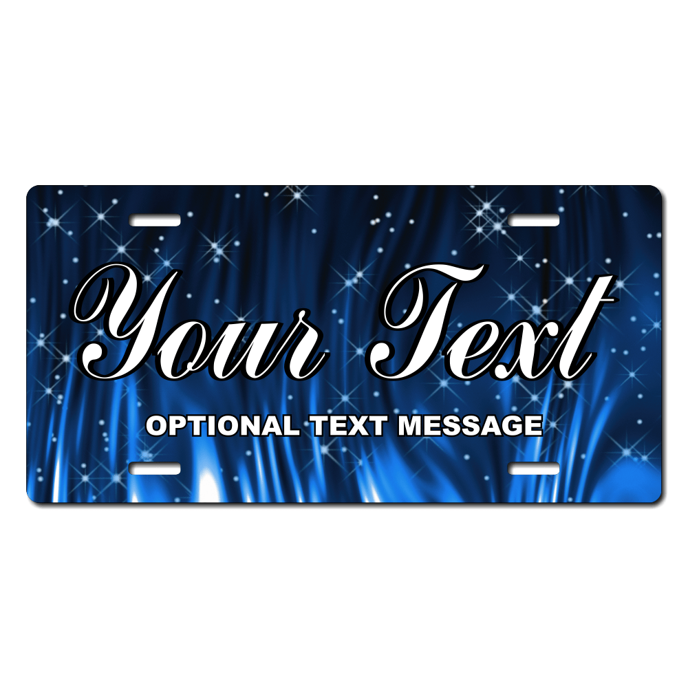 Blue Sparkle Background Plate Custom Printed With Your Text, Choose Your Plate Size, Enter Your Text - Free Shipping 