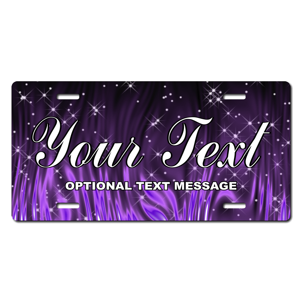 Purple Sparkle Background Plate Custom Printed With Your Text, Choose Your Plate Size, Enter Your Text - Free Shipping