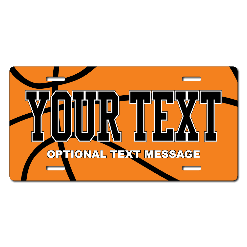 Basketball Background Plate Custom Printed With Your Text, Choose Your Plate Size, Enter Your Text - Free Shipping