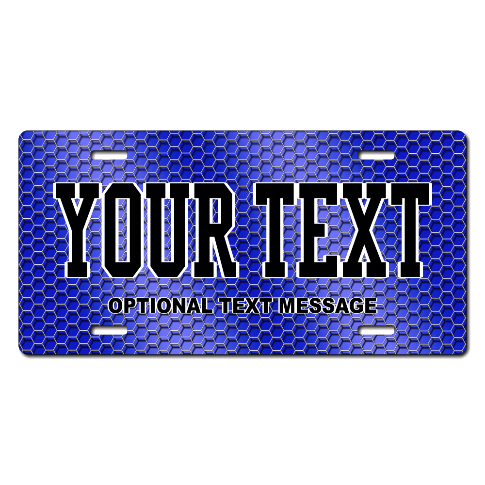 Blue Wire Background Plate Custom Printed With Your Text, Choose Your Plate Size, Enter Your Text - Free Shipping