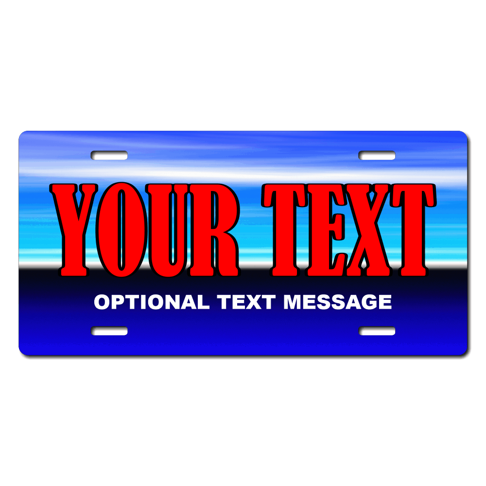 Blue Background Plate Custom Printed With Your Text, Choose Your Plate Size, Enter Your Text - Free Shipping