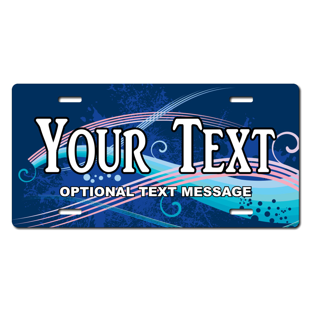 Blue and Pink Line Background Plate Custom Printed With Your Text, Choose Your Plate Size, Enter Your Text - Free Shipping