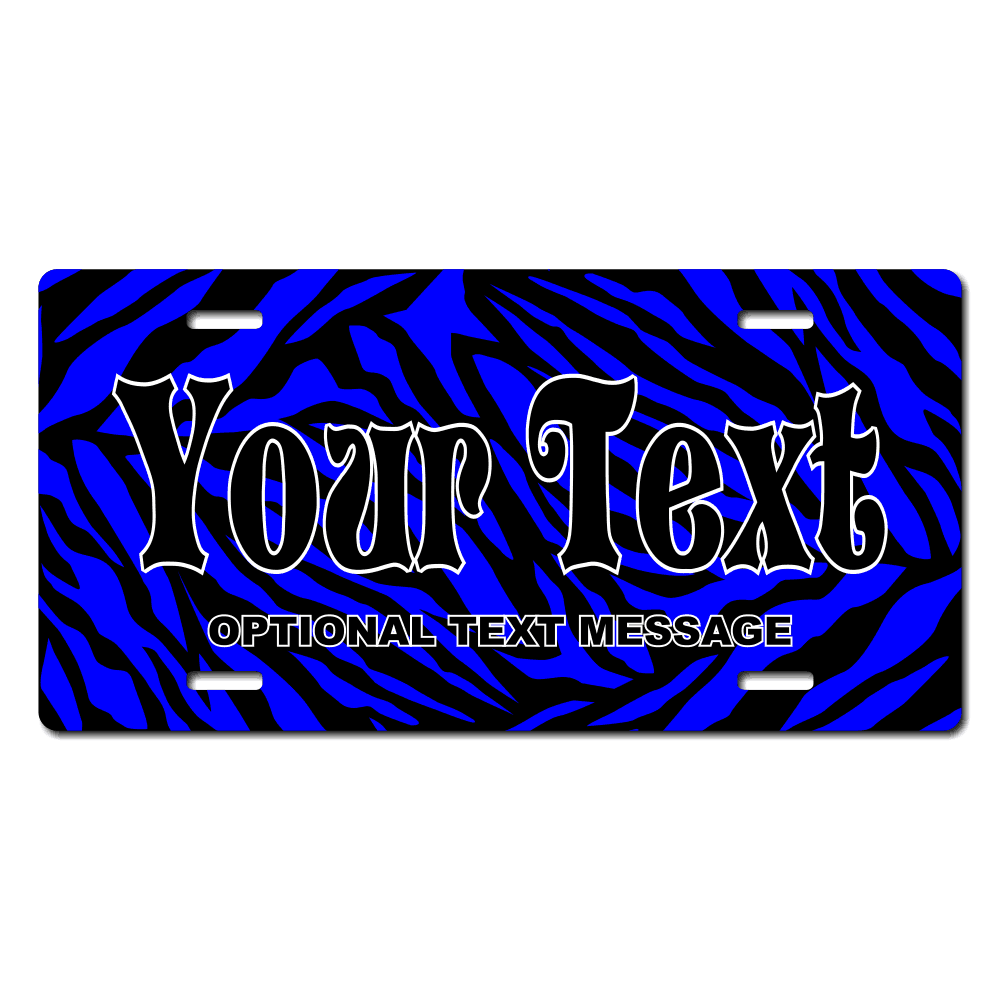 Blue Zebra Background Plate Custom Printed With Your Text, Choose Your Plate Size, Enter Your Text - Free Shipping
