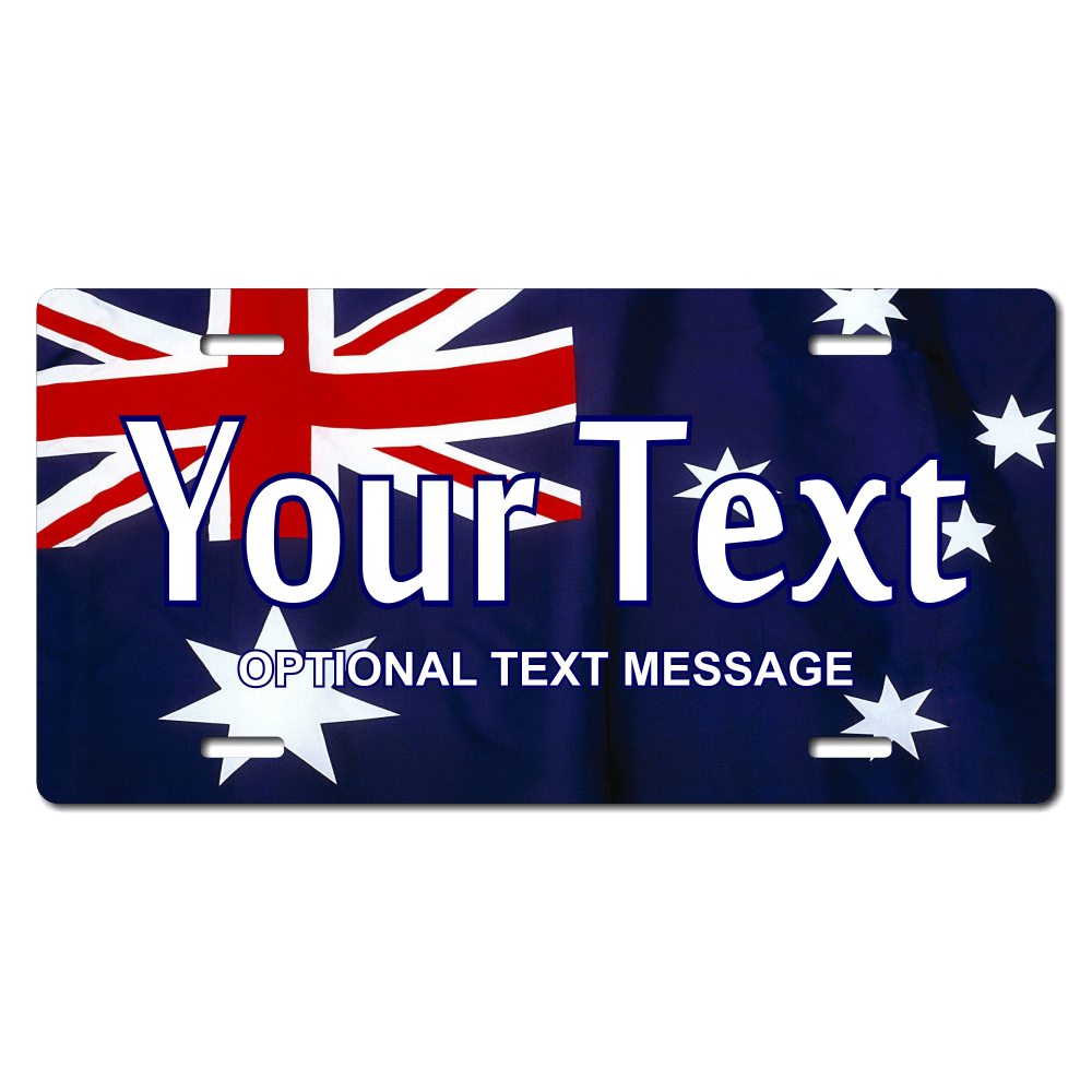 Australian Flag Plate Custom Printed With Your Text, Choose Your Plate Size, Enter Your Text - Free Shipping