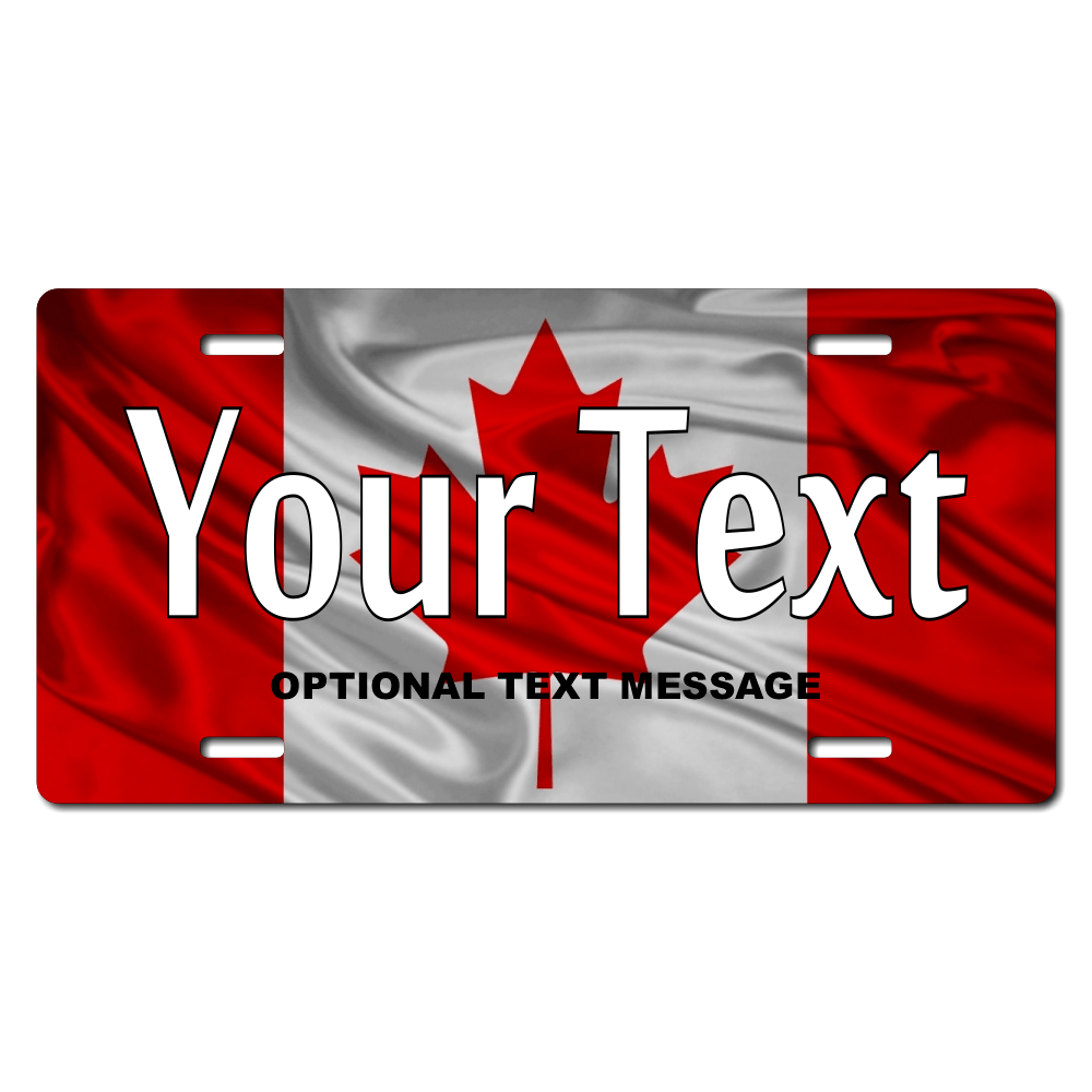 Canada Flag Plate Custom Printed With Your Text, Choose Your Plate Size, Enter Your Text - Free Shipping