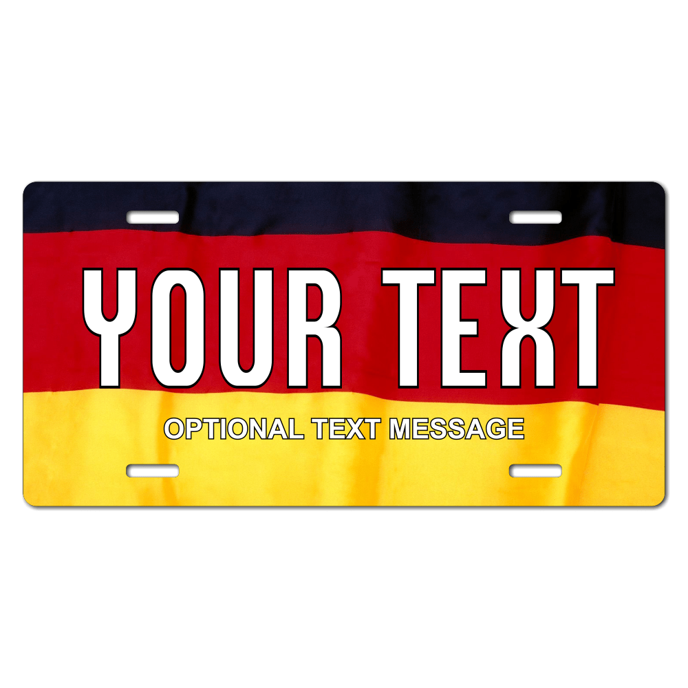 Germany Flag Plate Custom Printed With Your Text, Choose Your Plate Size, Enter Your Text - Free Shipping