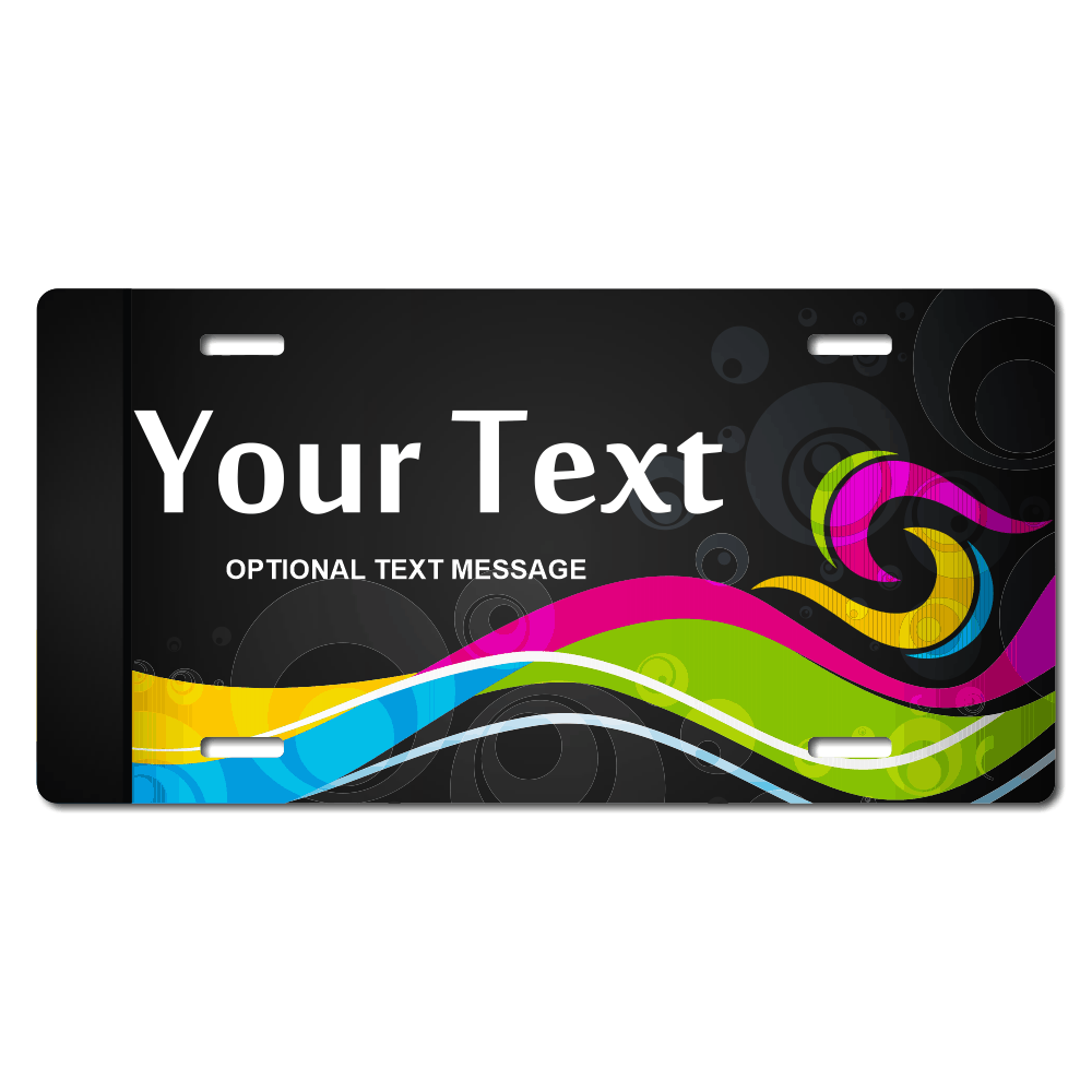 Colorful Swirl Design Ver 2 Plate Custom Printed With Your Text, Choose Your Plate Size, Enter Your Text - Free Shipping 