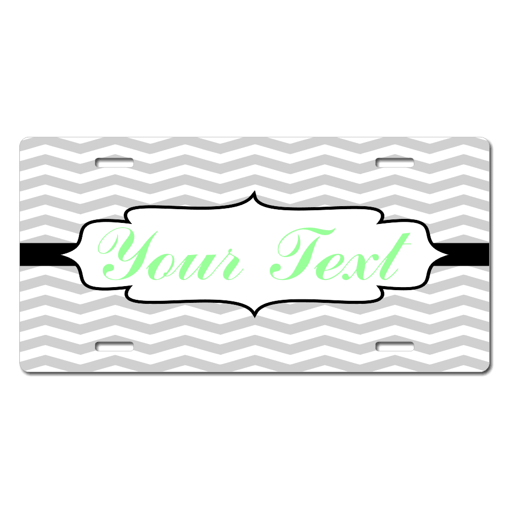 Chevron Background Plate Custom Printed With Your Text, Choose Your Plate Size, Enter Your Text - Free Shipping