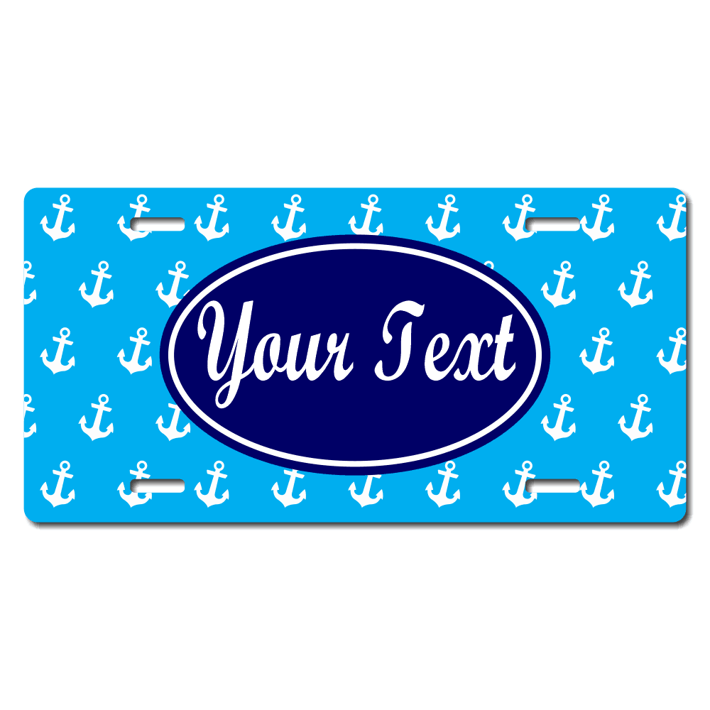 Blue Anchor Background Plate Custom Printed With Your Text, Choose Your Plate Size, Enter Your Text - Free Shipping