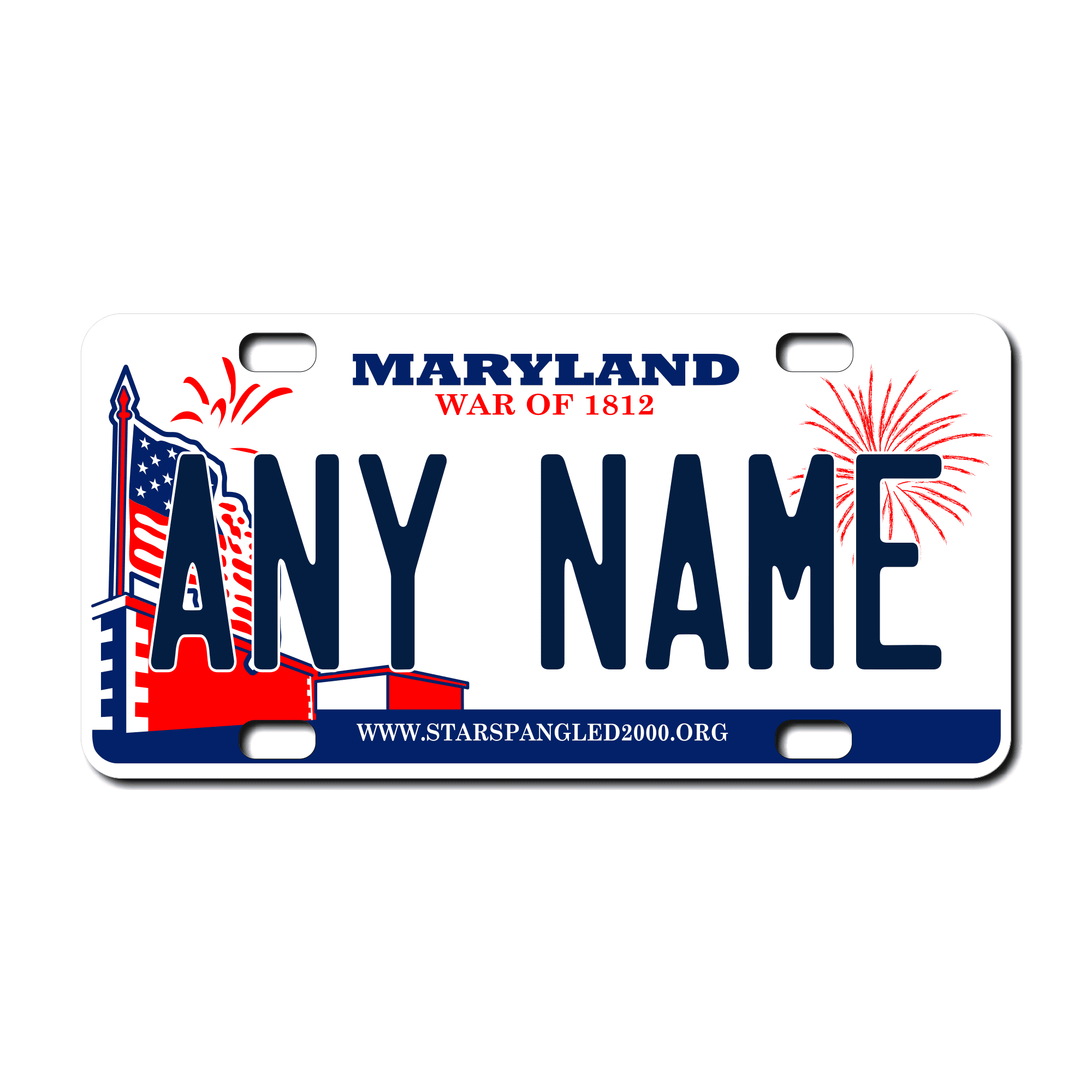 Personalized Maryland 3" X 6" FRP Plastic License Plate Version 2