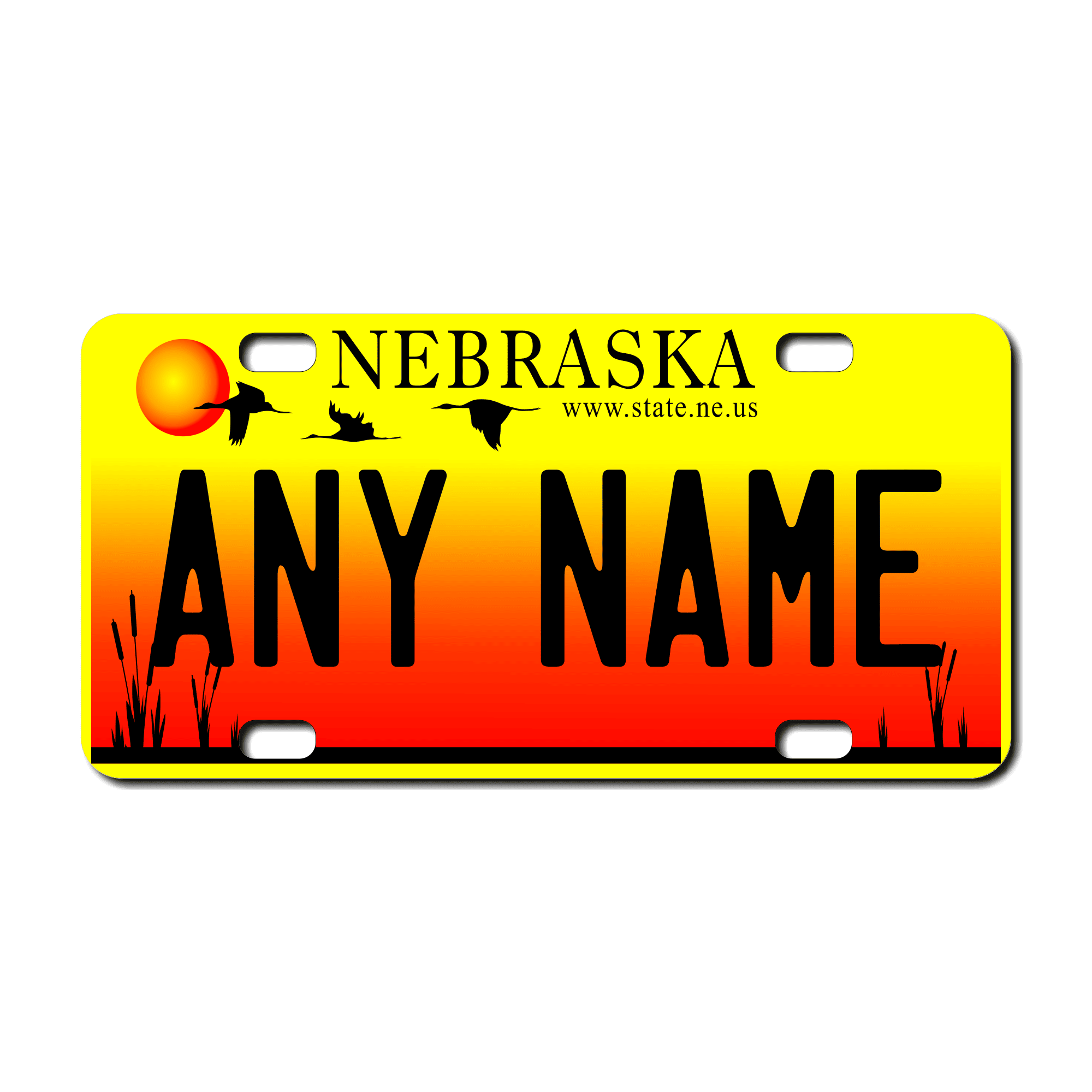 Personalized Nebraska 3" X 6" FRP Plastic License Plate Version 2