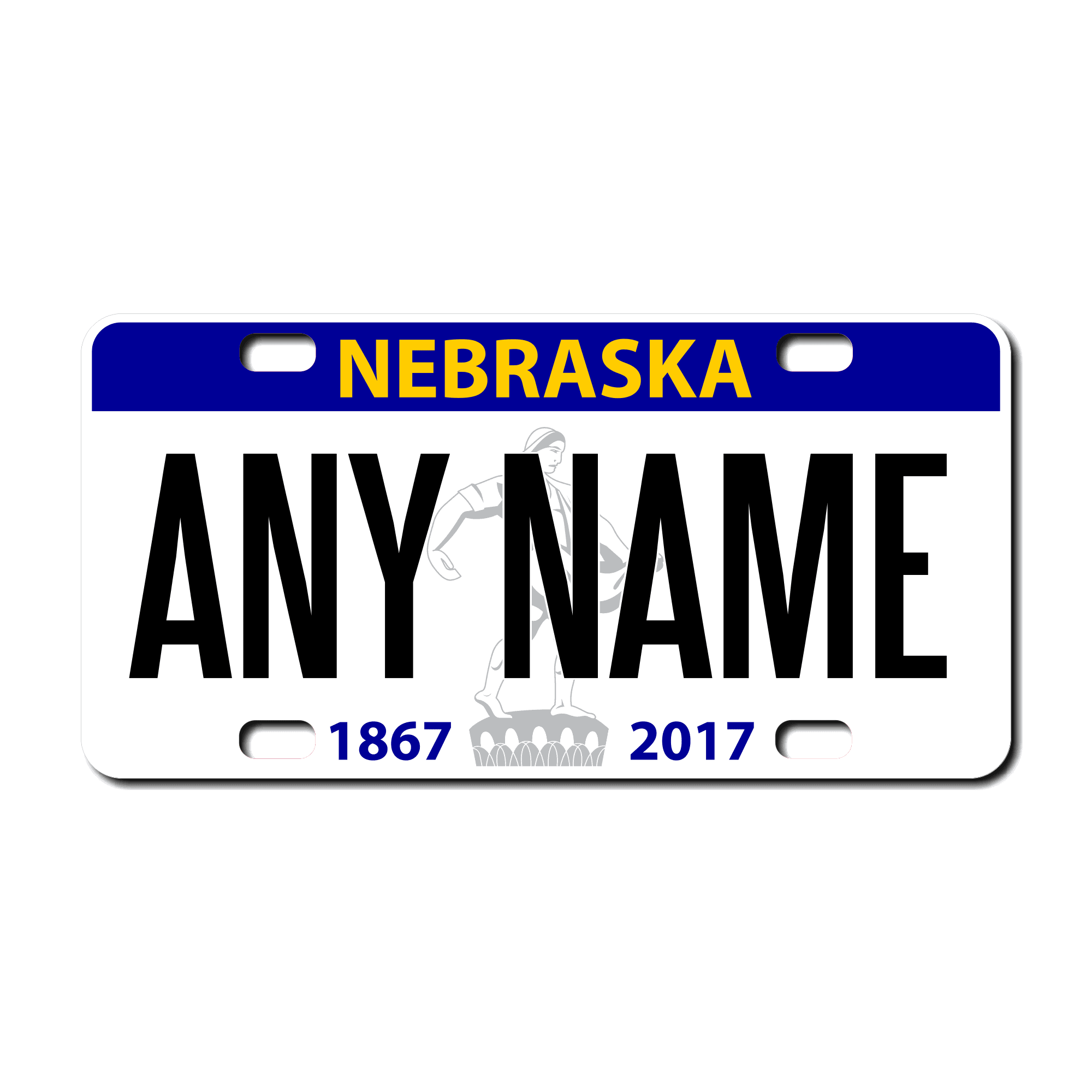Personalized Nebraska 3" X 6" FRP Plastic License Plate Version 3