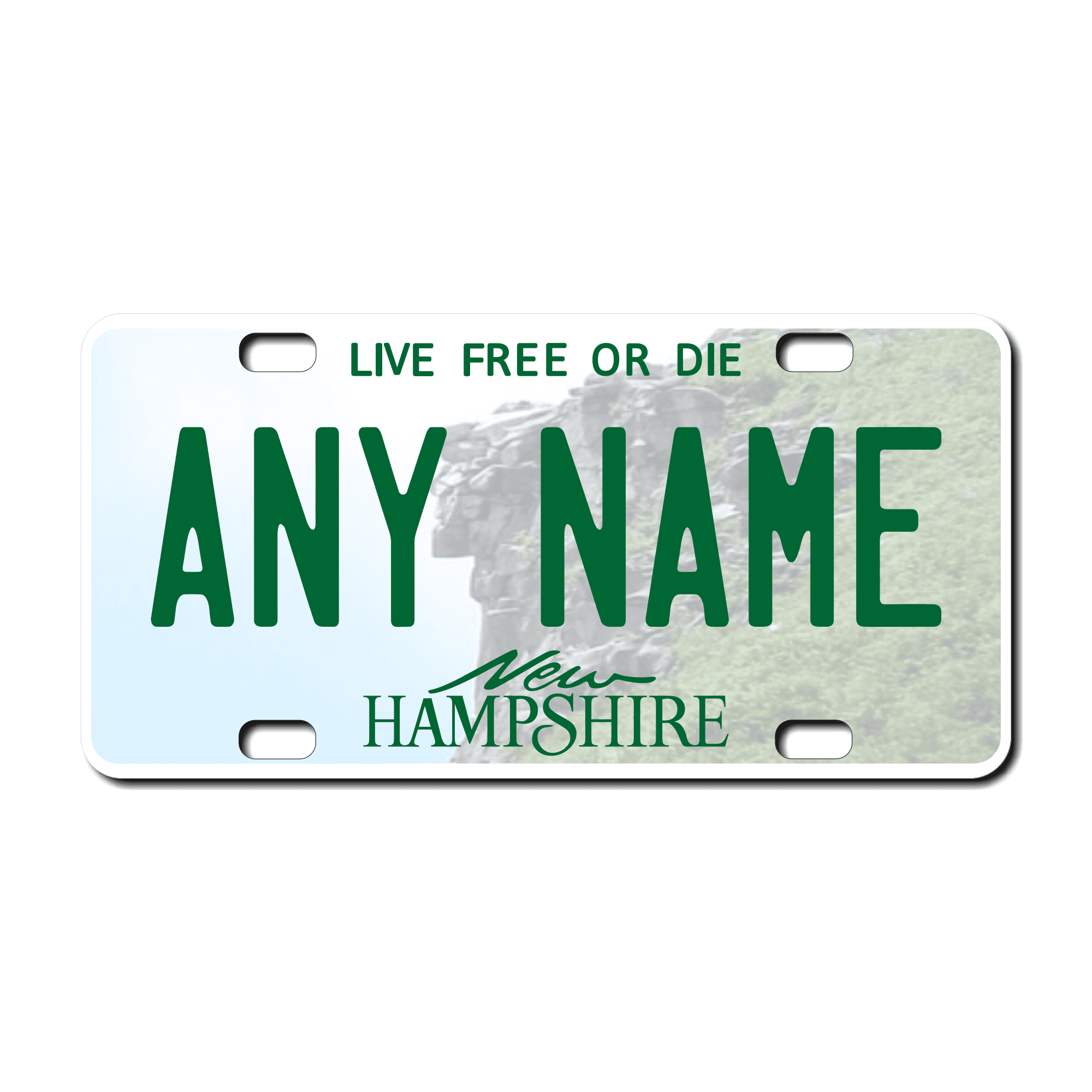 Personalized New Hampshire 3" X 6" FRP Plastic License Plate Version 1