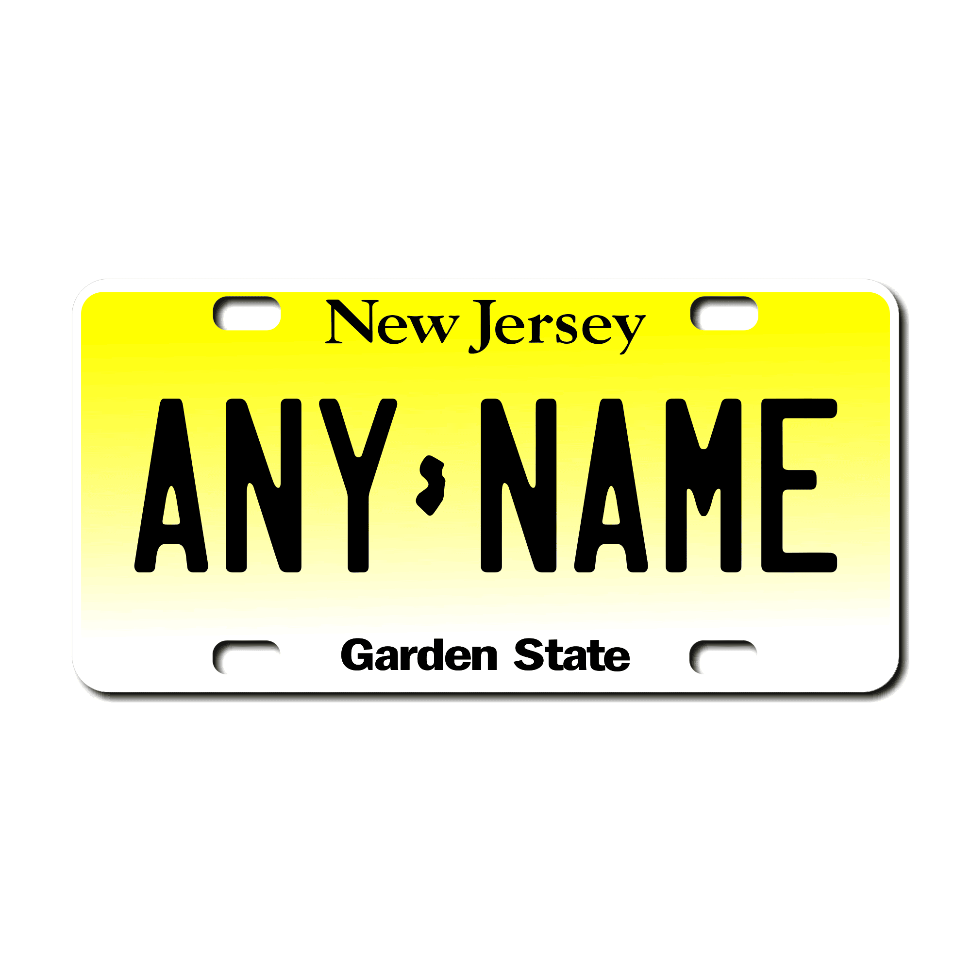 Personalized New Jersey 3" X 6" FRP Plastic License Plate Version 1