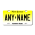 Personalized New Jersey 3" X 6" FRP Plastic License Plate Version 1