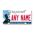 Personalized Oklahoma 3" X 6" FRP Plastic License Plate Version 2