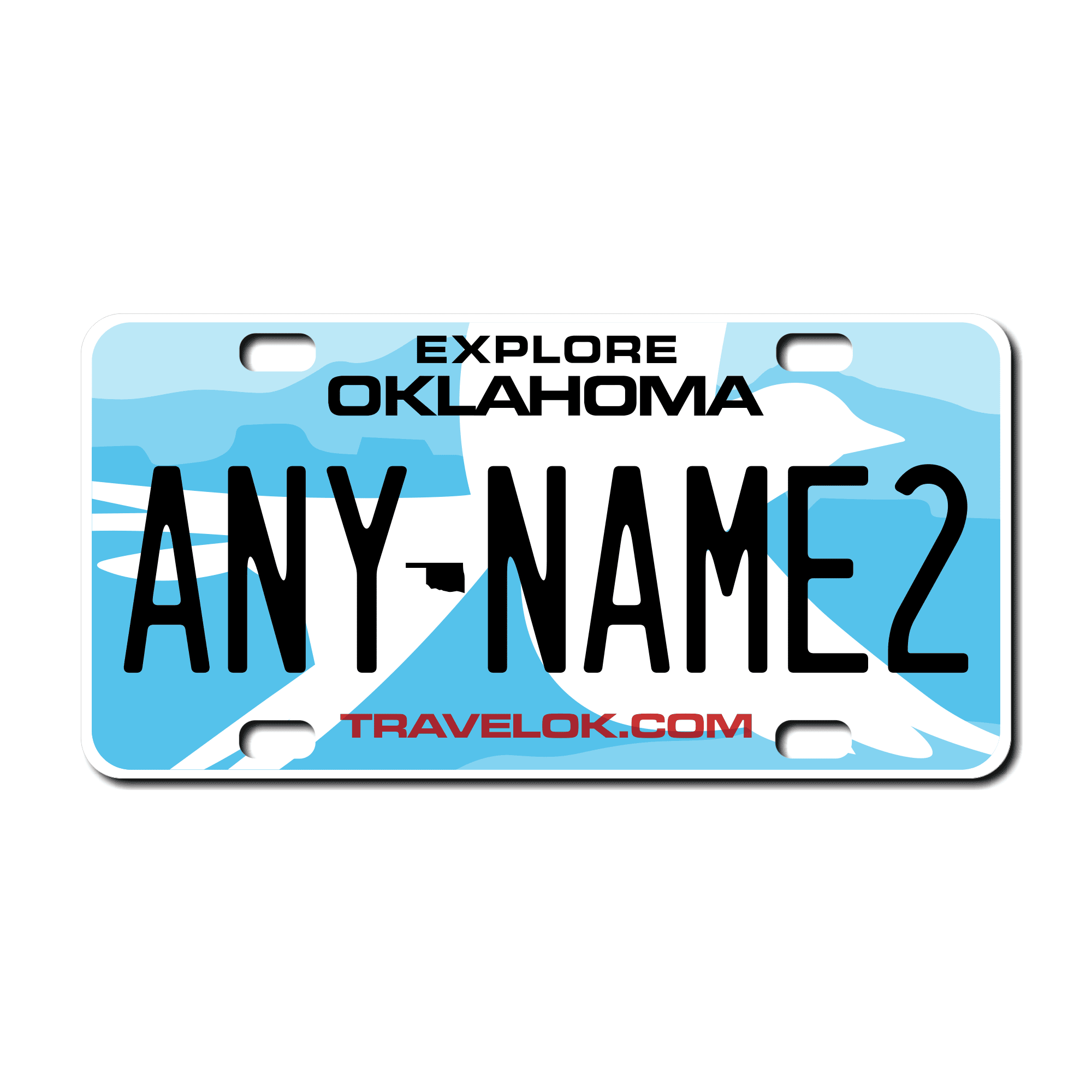 Personalized Oklahoma 3" X 6" FRP Plastic License Plate Version 3