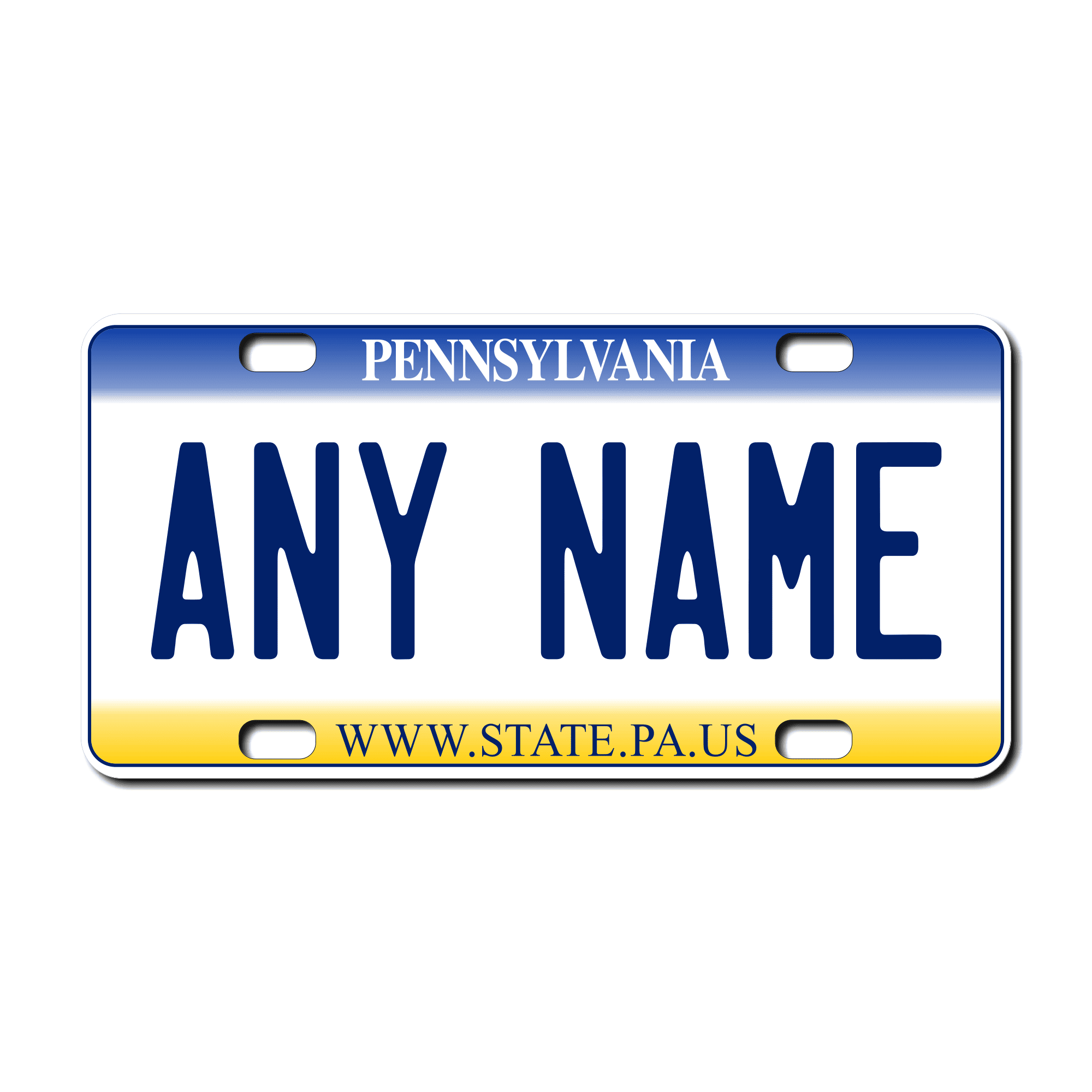 Personalized Pennsylvania 3" X 6" FRP Plastic License Plate Version 1