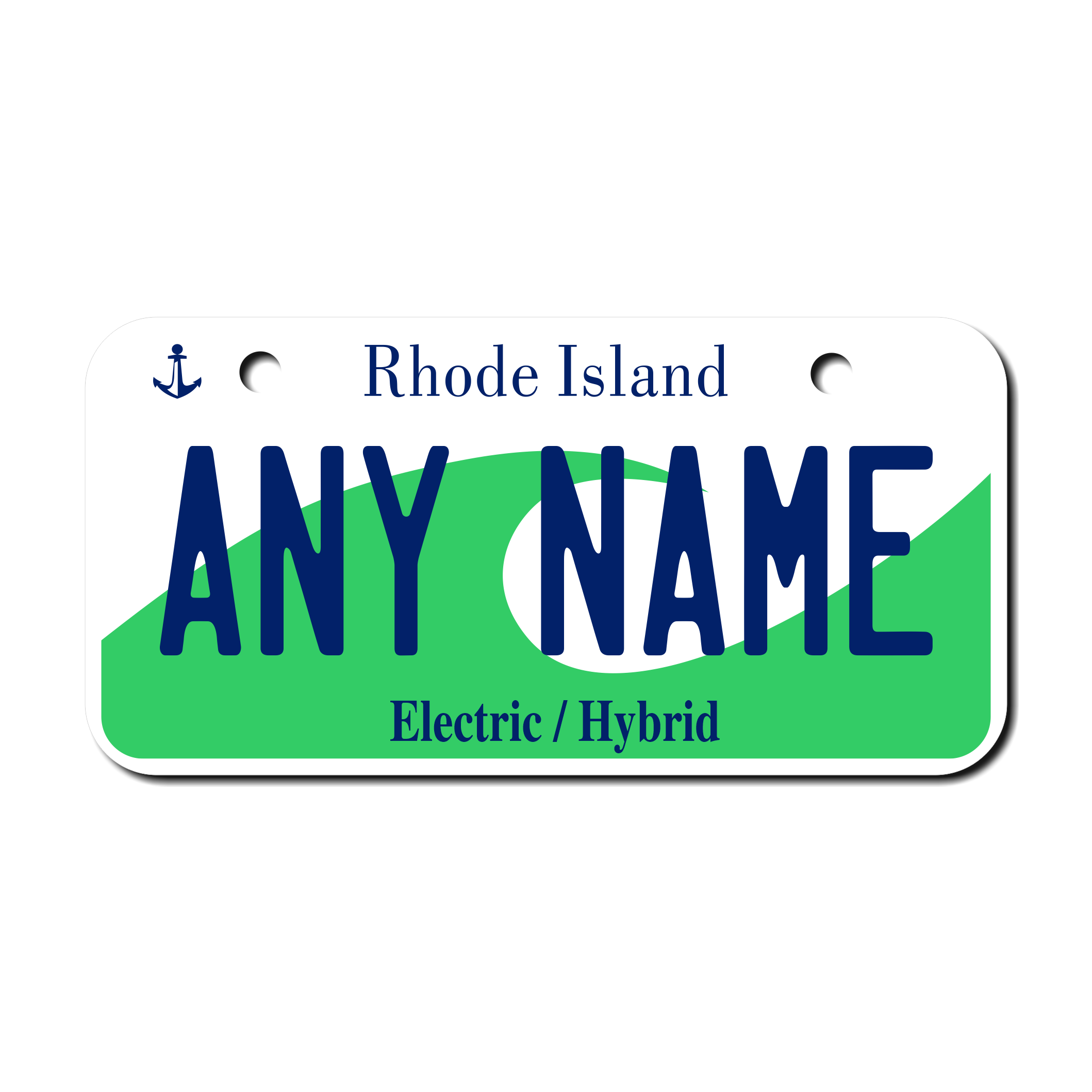 Personalized Rhode Island 3" X 6" Aluminum License Plate Version 2