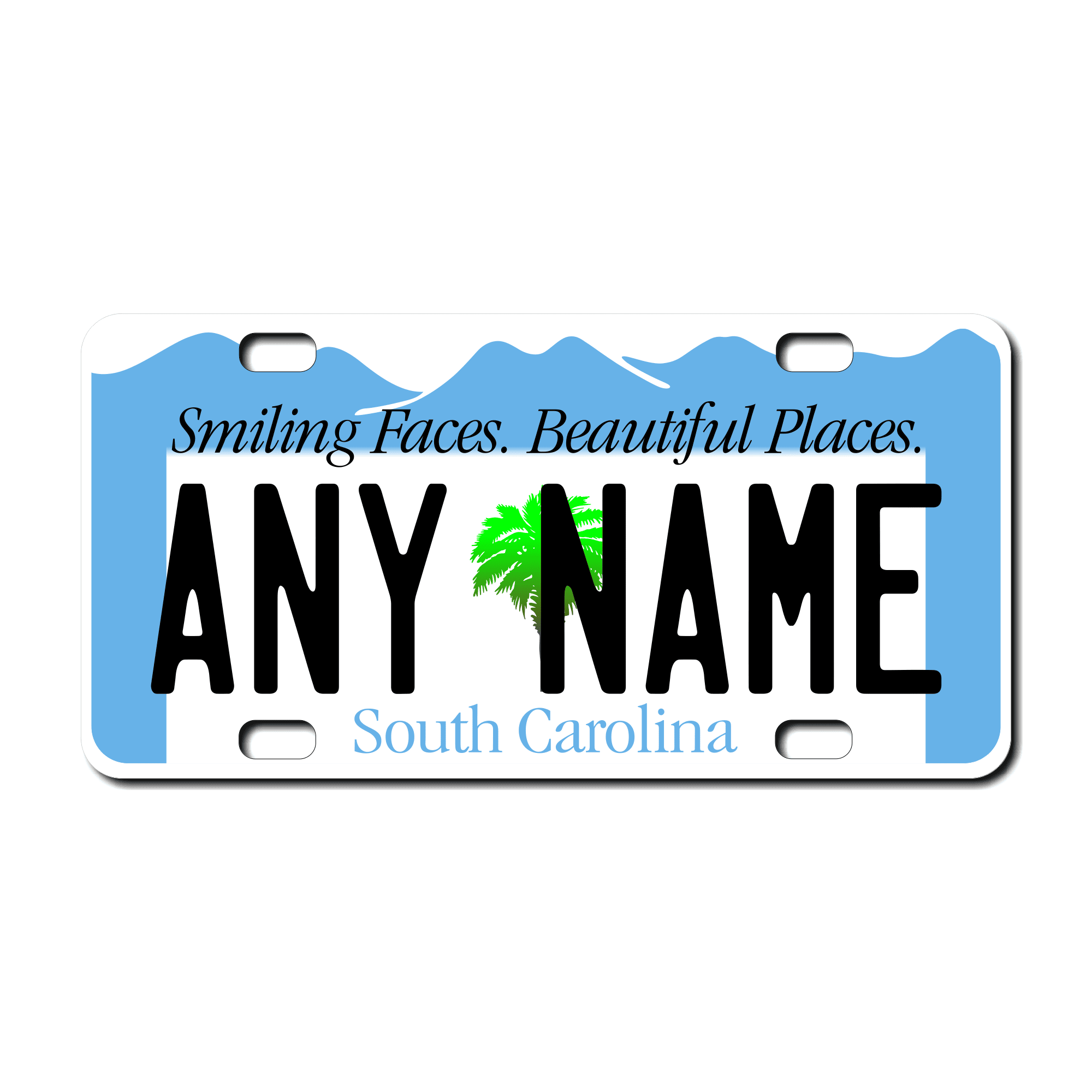 Personalized South Carolina 3" X 6" FRP Plastic License Plate Version 2