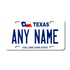 Personalized Texas 3" X 6" FRP Plastic License Plate Version 1