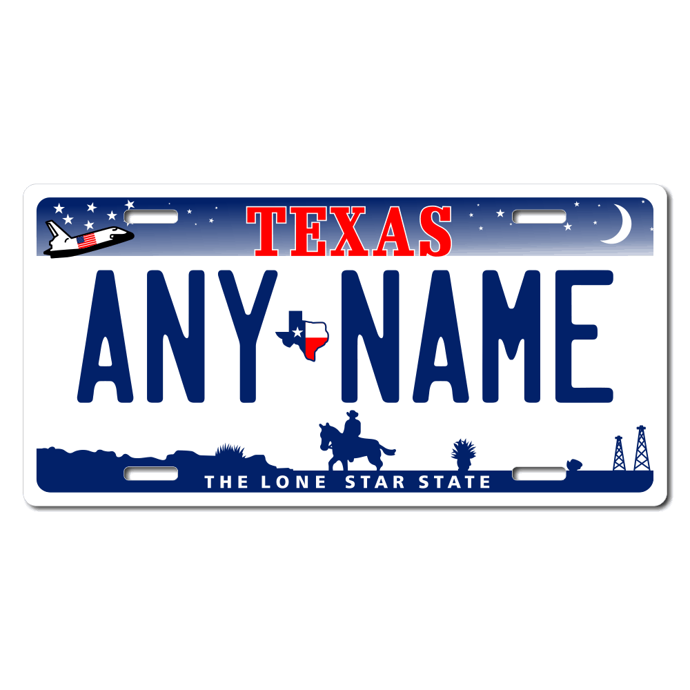 Texas License Plate Custom Printed With Your Text, Choose Your Plate Size, Enter Your Text - Free Shipping Version 3