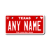 Personalized Texas 2" X 4" Aluminum License Plate Version 6