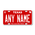 Personalized Texas 3" X 6" FRP Plastic License Plate Version 6