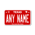 Personalized Texas 4" X 7" Aluminum License Plate Version 6