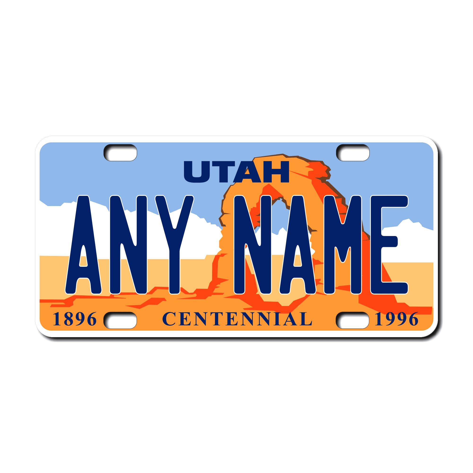 Personalized Utah 3" X 6" FRP Plastic License Plate Version 1