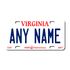 Personalized Virginia 3" X 6" FRP Plastic License Plate Version 1