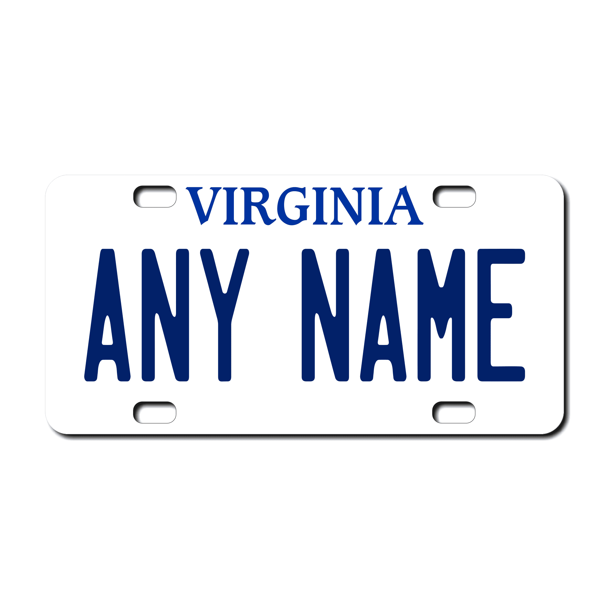 Personalized Virginia 3" X 6" FRP Plastic License Plate Version 2