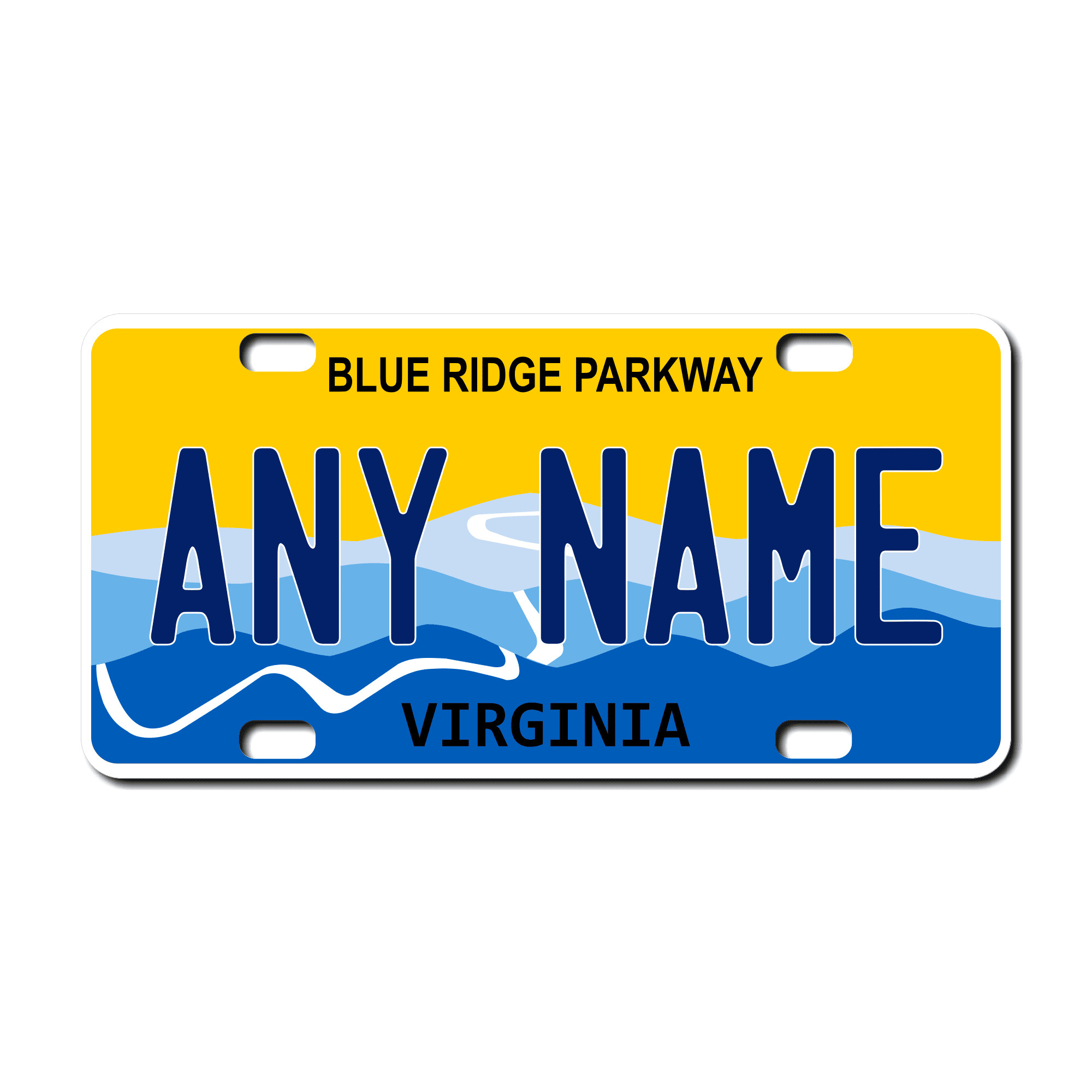 Personalized Virginia 3" X 6" FRP Plastic License Plate Version 4