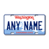 Personalized Washington 3" X 6" FRP Plastic License Plate Version 1