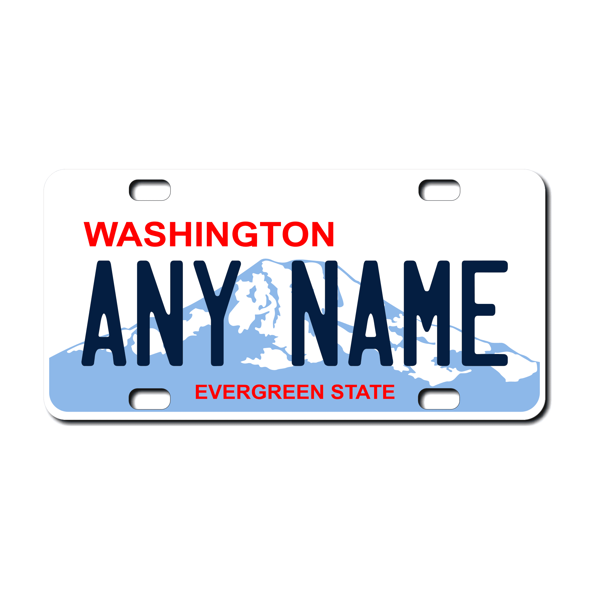Personalized Washington 3" X 6" FRP Plastic License Plate Version 2