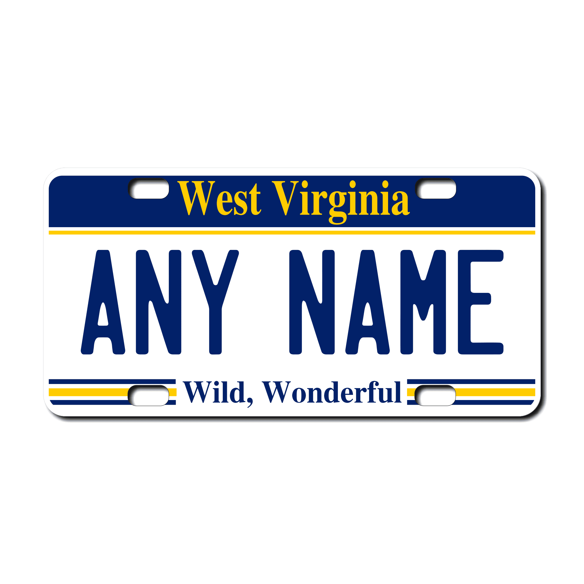Personalized West Virginia 3" X 6" FRP Plastic License Plate Version 1